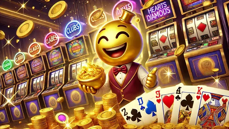 Tampilan permainan slot dengan gulungan dan simbol berwarna
